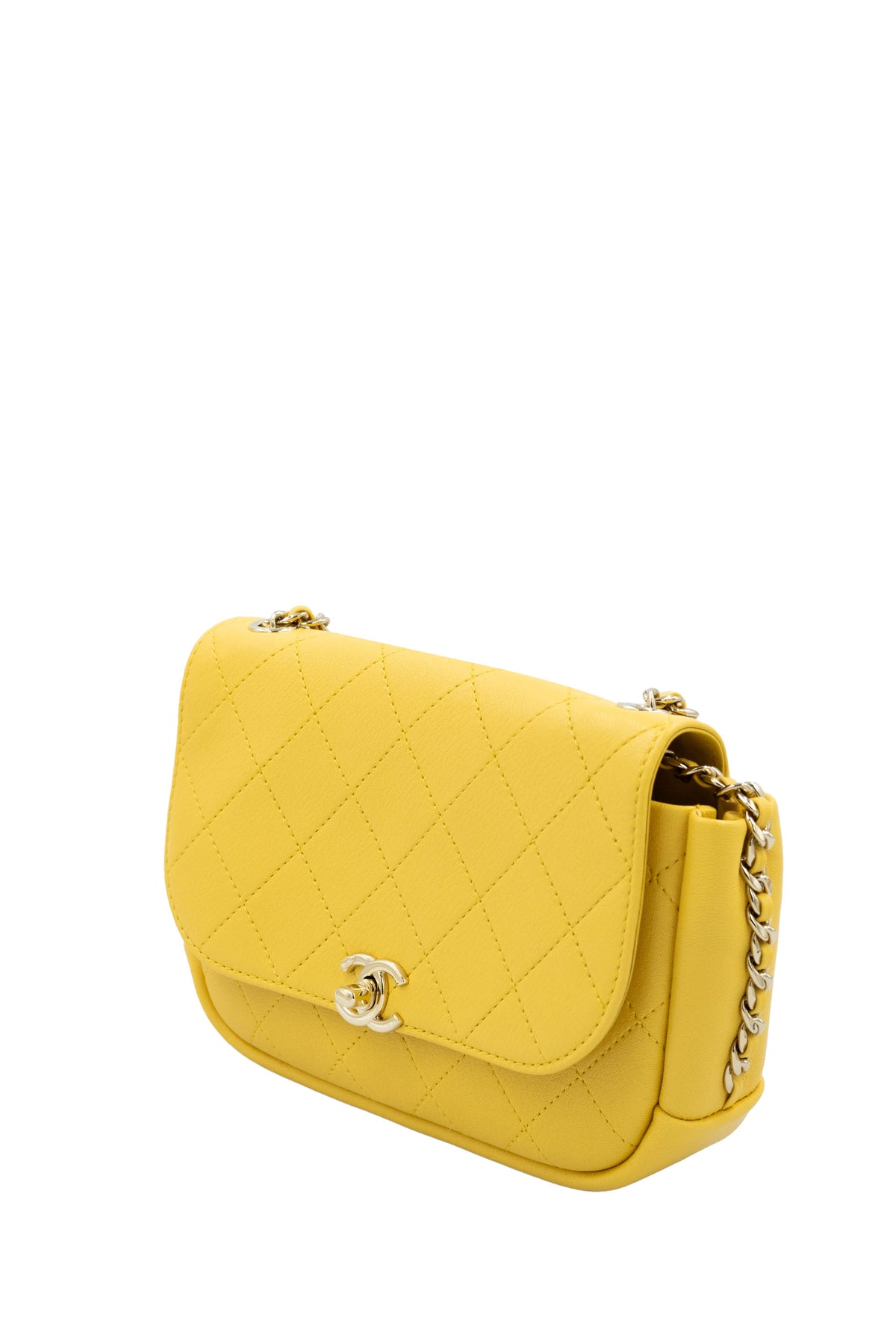 Chanel Margarine Yellow Quilted CC Saddle Casual Crossbody Purse 2019 Size Small