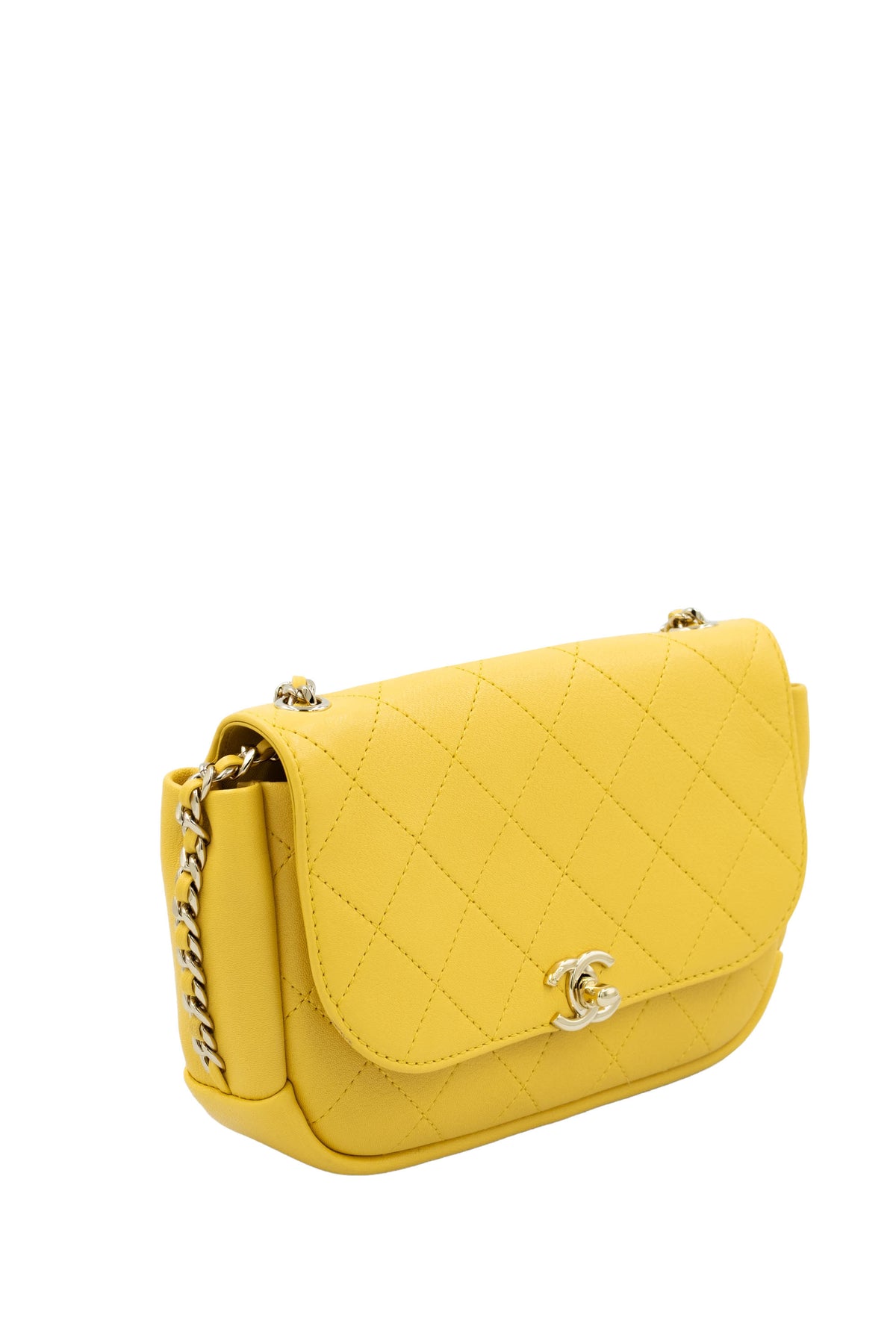 Chanel Margarine Yellow Quilted CC Saddle Casual Crossbody Purse 2019 Size Small