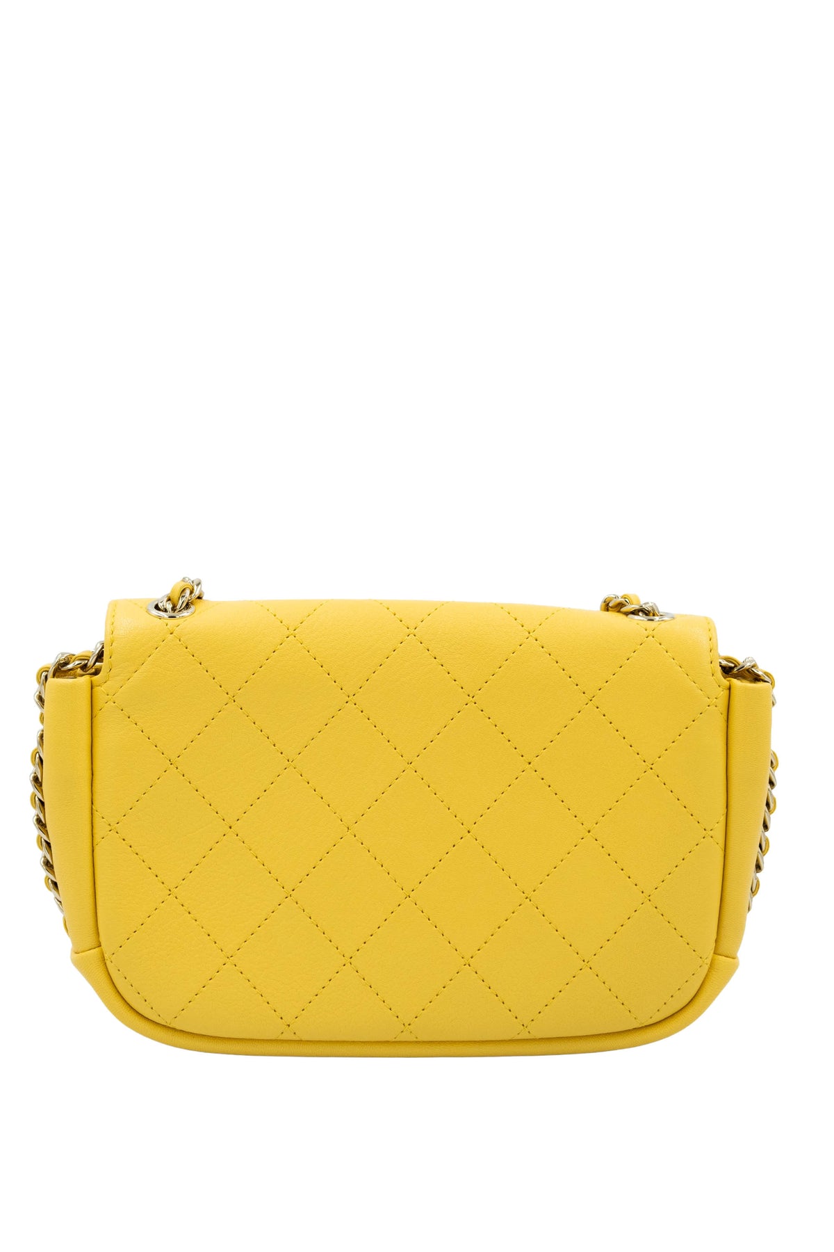Chanel Margarine Yellow Quilted CC Saddle Casual Crossbody Purse 2019 Size Small
