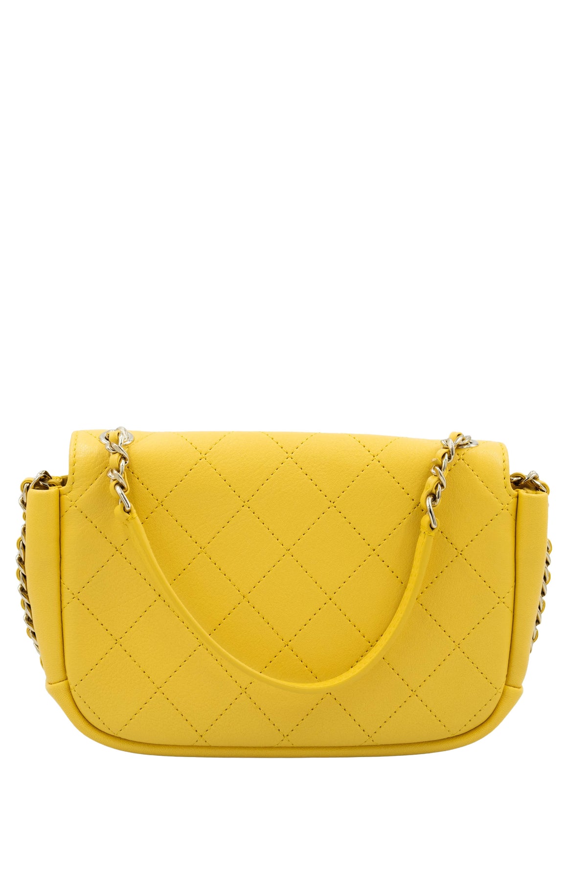 Chanel Margarine Yellow Quilted CC Saddle Casual Crossbody Purse 2019 Size Small