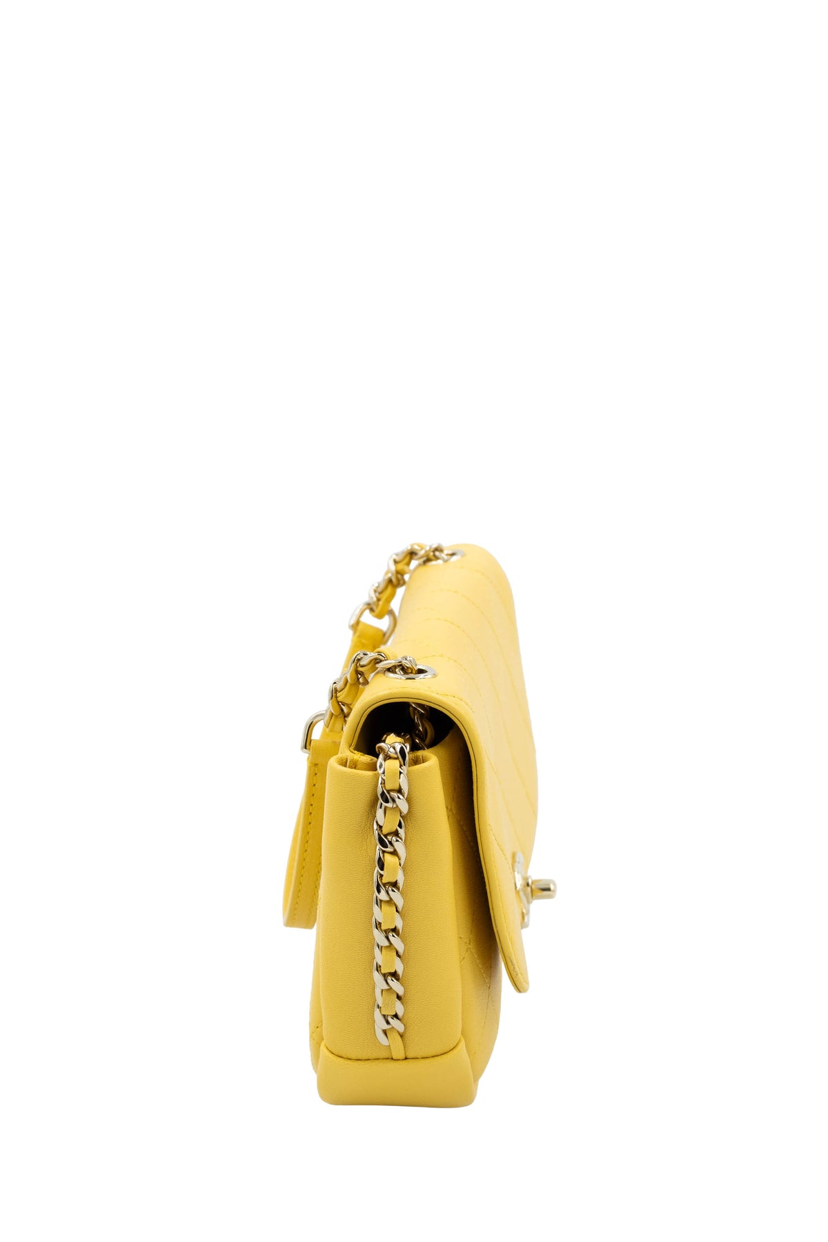 Chanel Margarine Yellow Quilted CC Saddle Casual Crossbody Purse 2019 Size Small