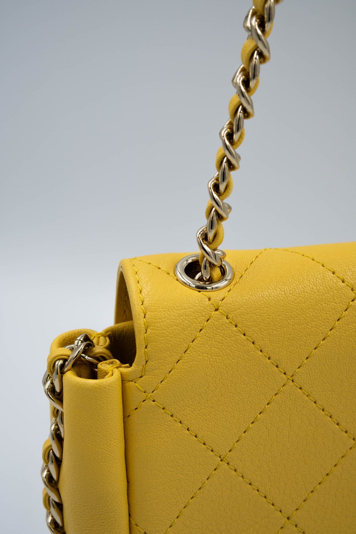 Chanel Margarine Yellow Quilted CC Saddle Casual Crossbody Purse 2019 Size Small