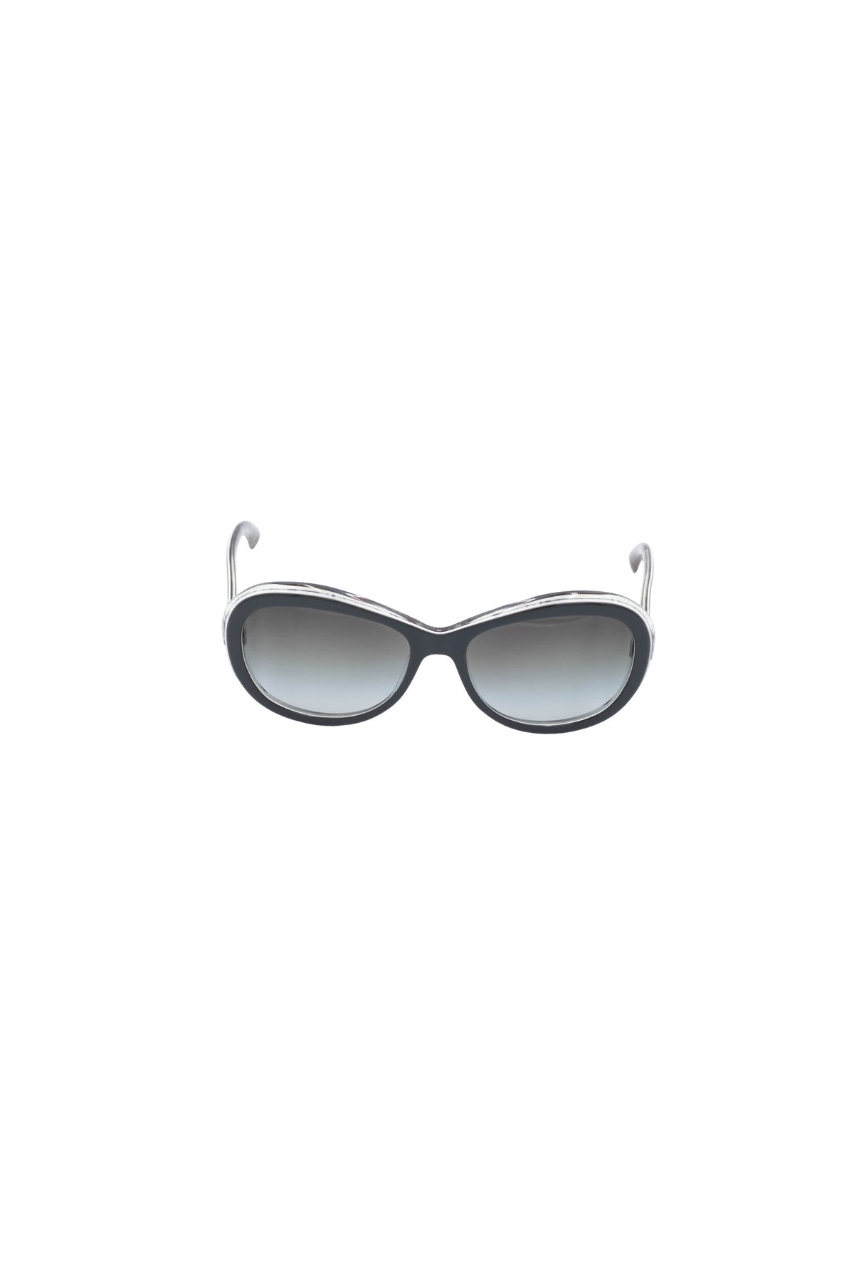 Chanel Gray and White Frame CC Crystal Temple Sunglasses