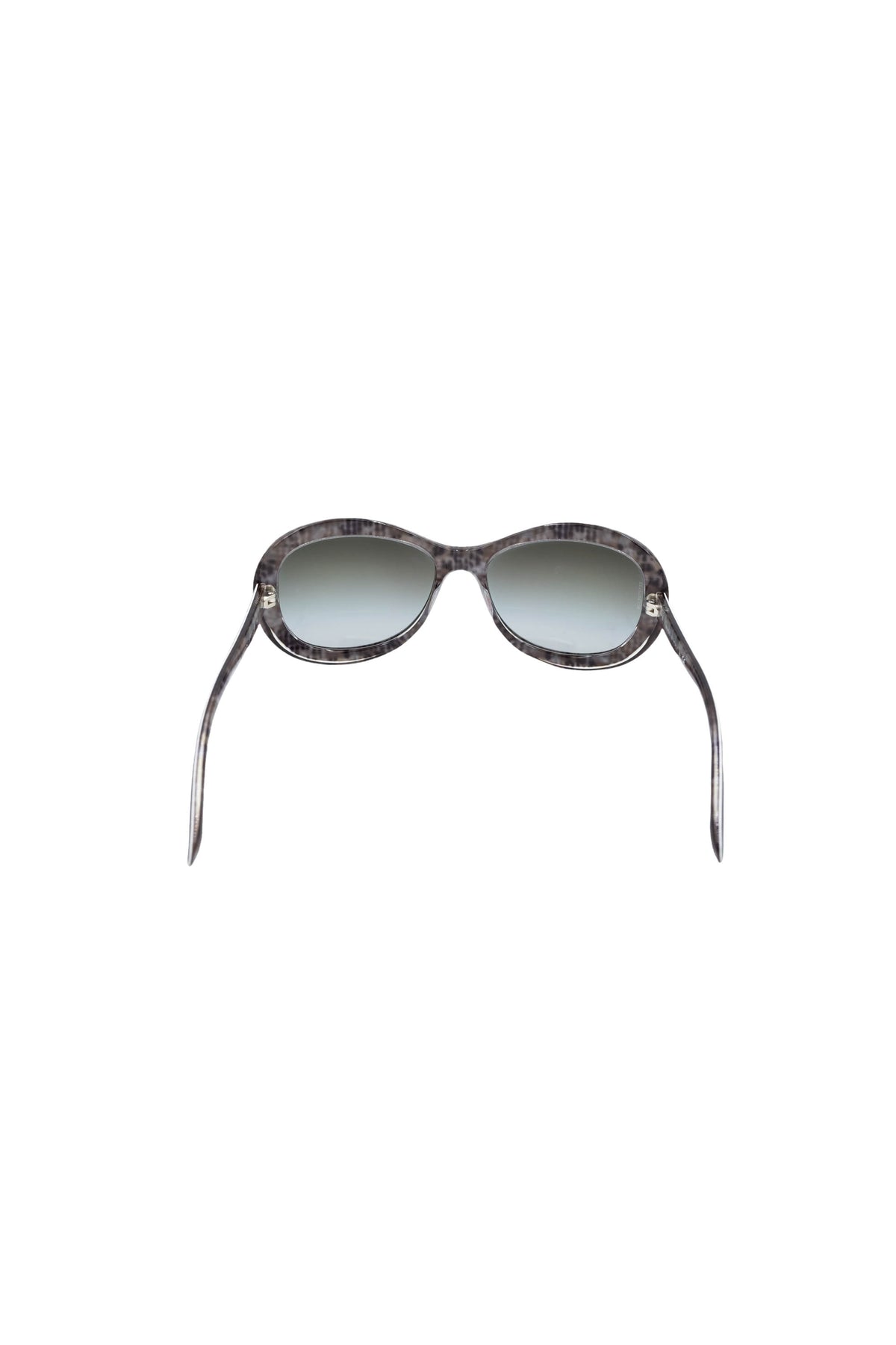 Chanel Gray and White Frame CC Crystal Temple Sunglasses