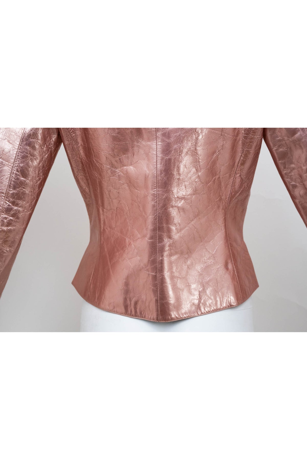 Chanel Metallic Pink Leather Jacket Size 38 2020 Look 49