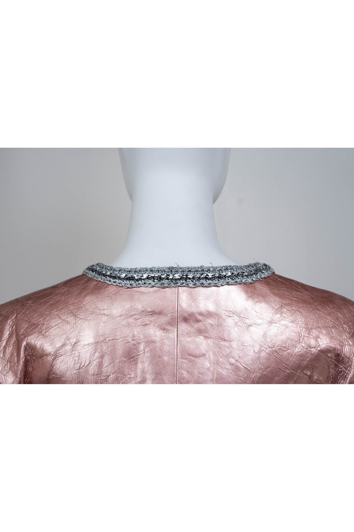 Chanel Metallic Pink Leather Jacket Size 38 2020 Look 49