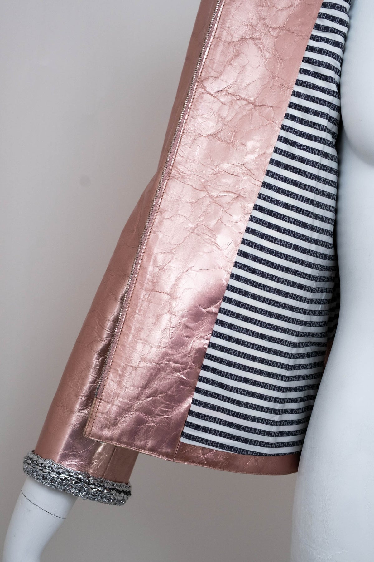 Chanel Metallic Pink Leather Jacket Size 38 2020 Look 49