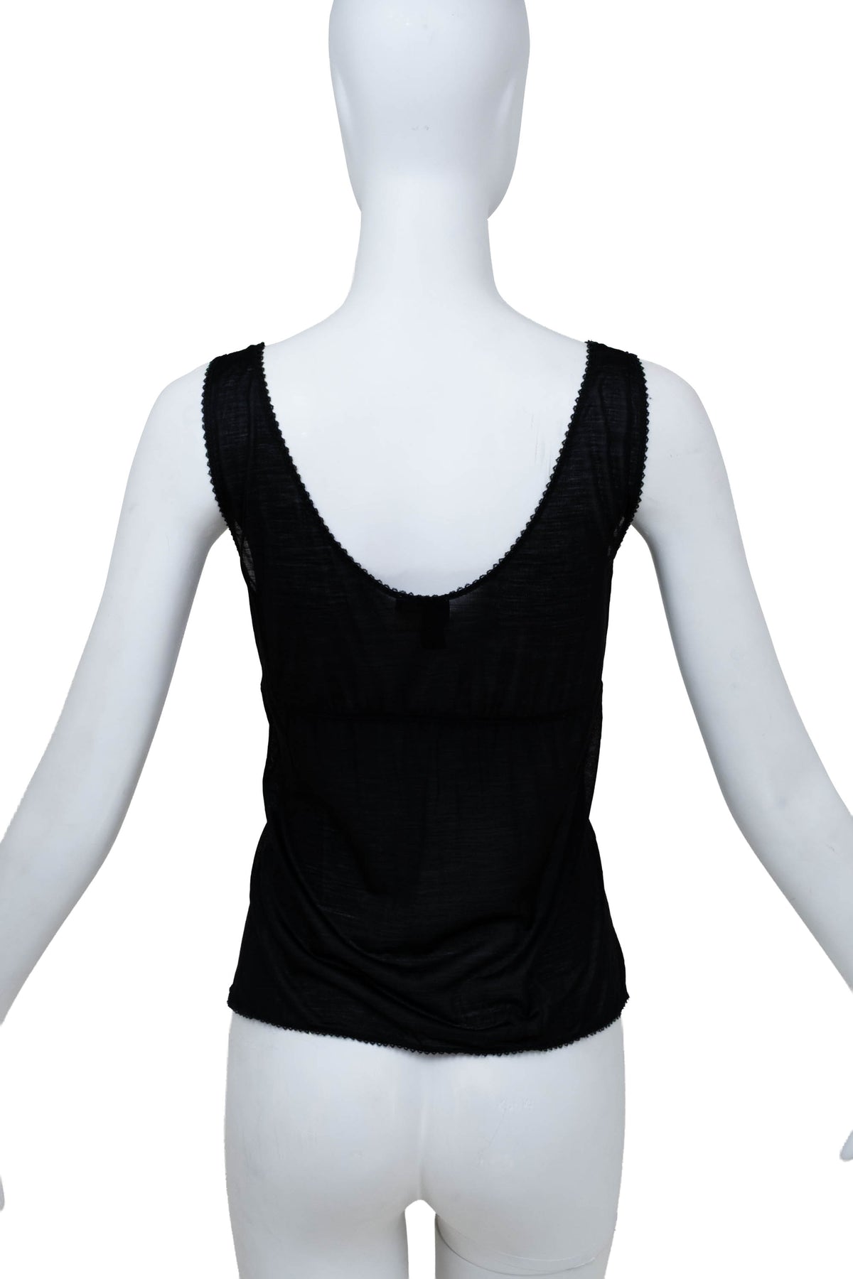 Chanel Black Lace Trim Cami Top Size 40 2005C
