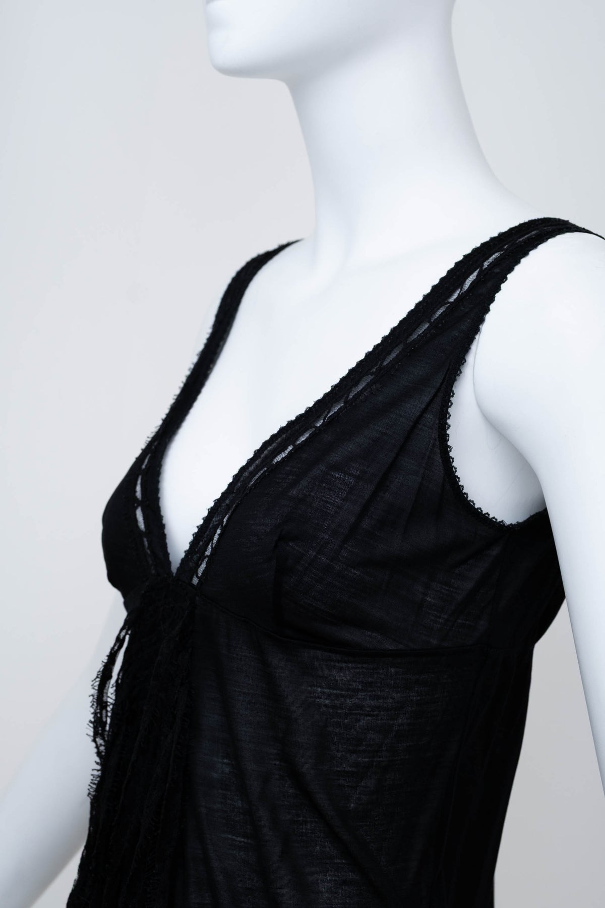 Chanel Black Lace Trim Cami Top Size 40 2005C