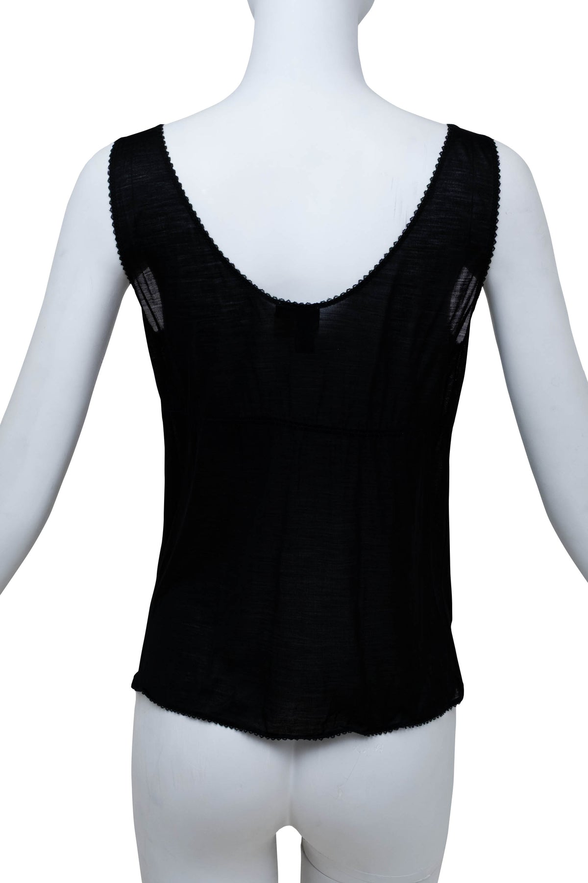 Chanel Black Lace Trim Cami Top Size 40 2005C
