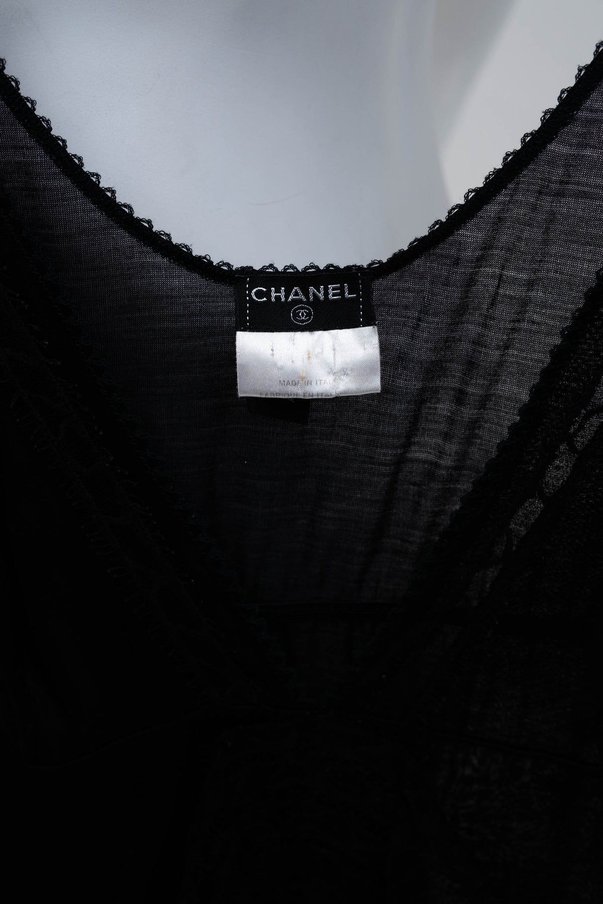 Chanel Black Lace Trim Cami Top Size 40 2005C