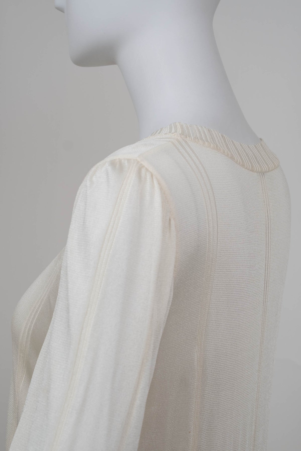 Chanel White Mesh Knit Rayon Ruffle Cuff Top 2006P Size 42