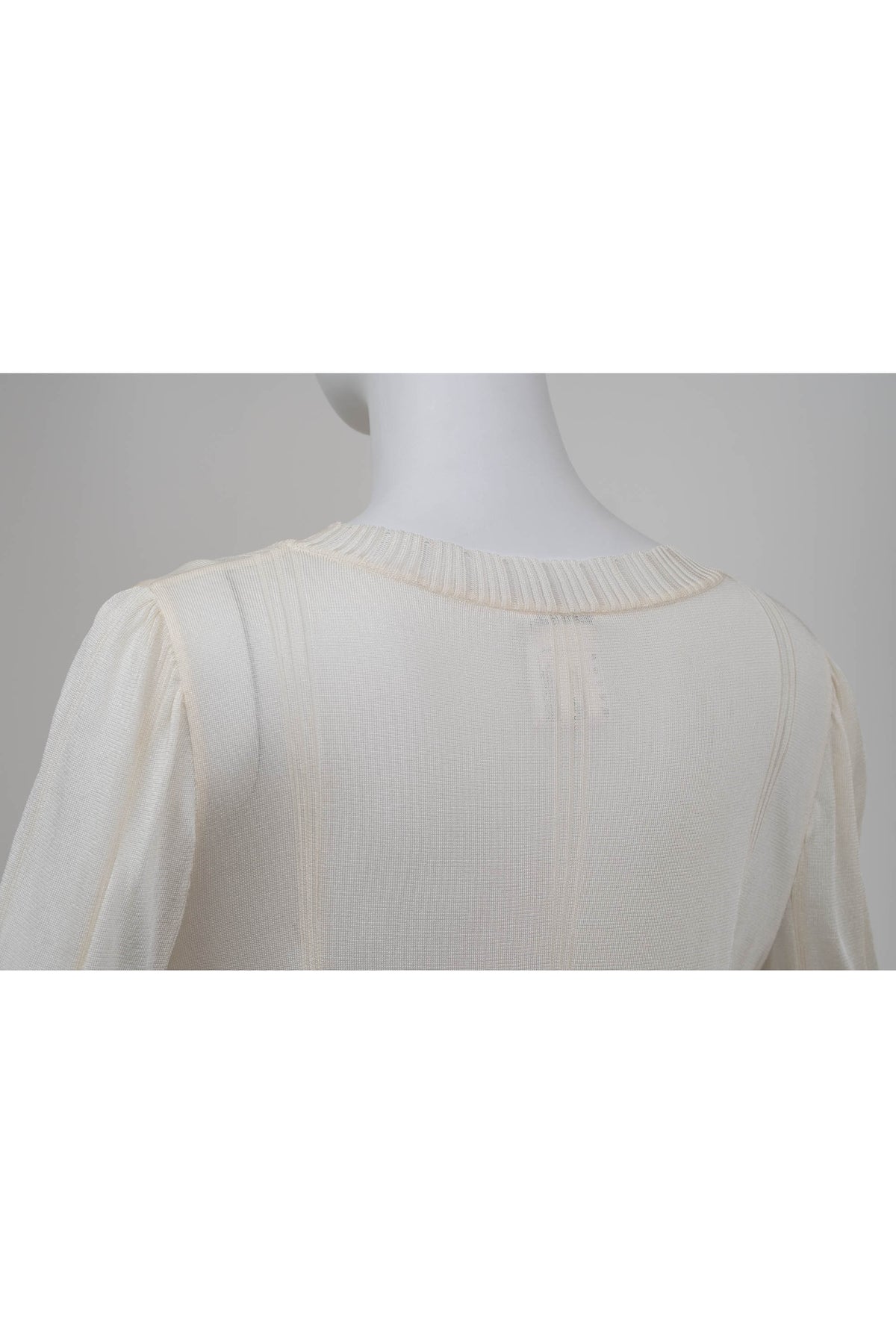 Chanel White Mesh Knit Rayon Ruffle Cuff Top 2006P Size 42