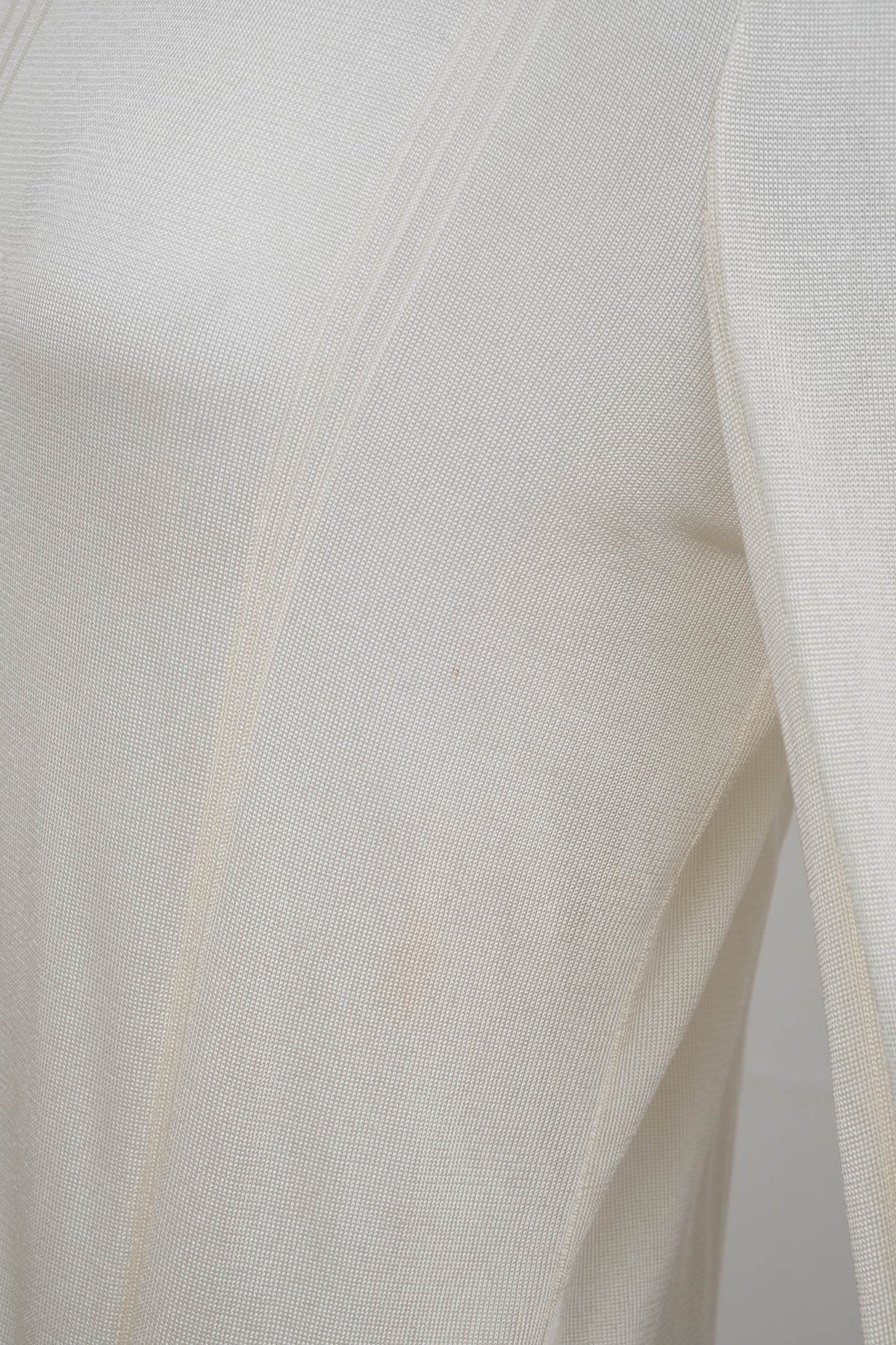 Chanel White Mesh Knit Rayon Ruffle Cuff Top 2006P Size 42