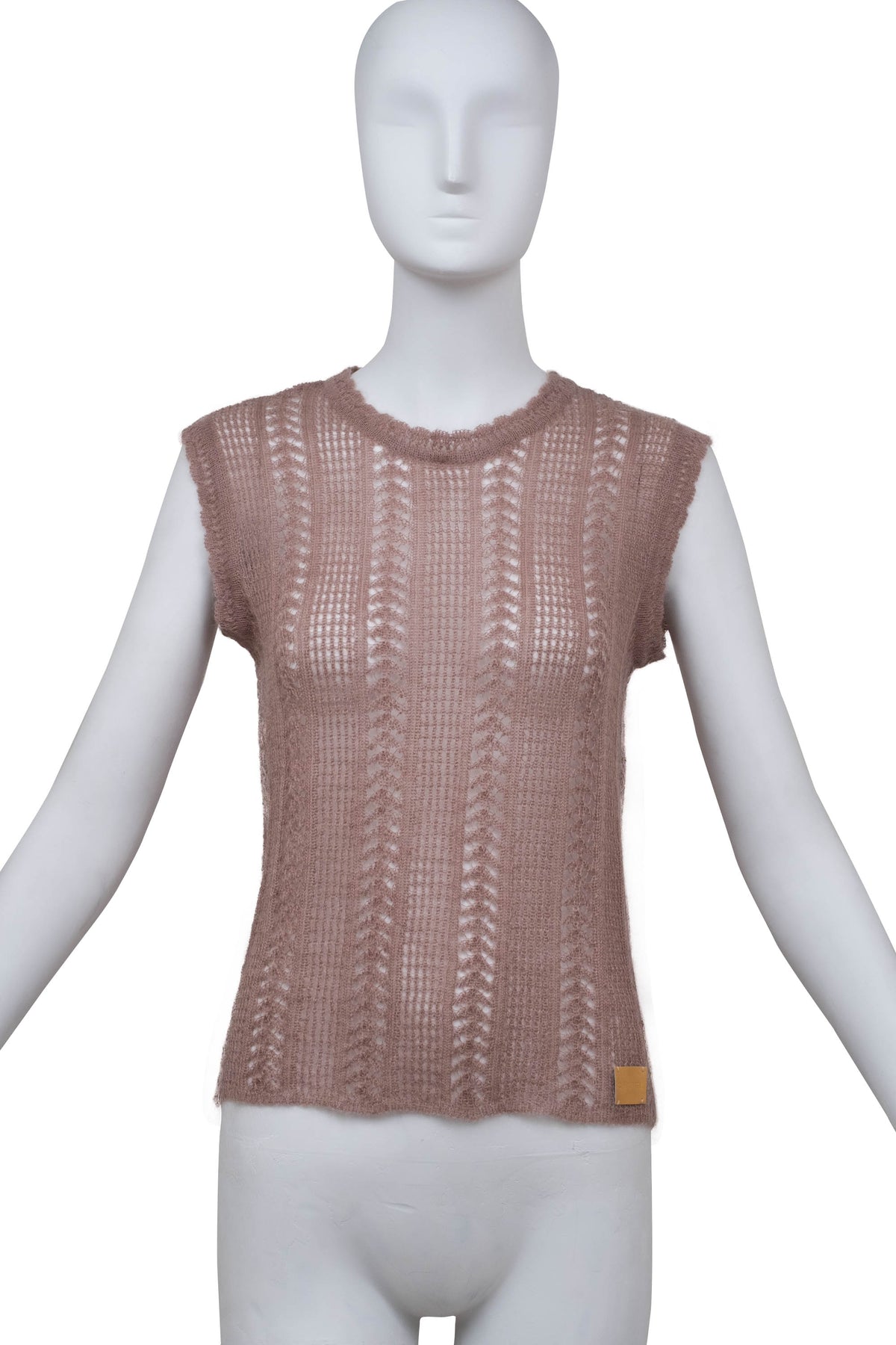 Chanel Taupe Mohair open weave knit vest 2000A