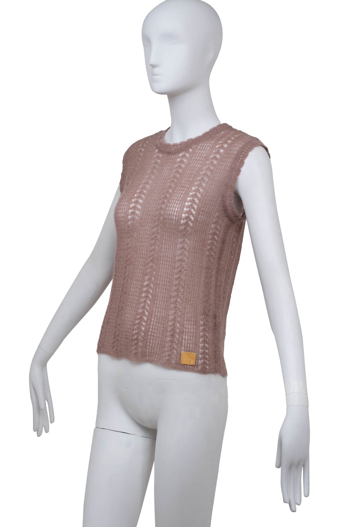 Chanel Taupe Mohair open weave knit vest 2000A