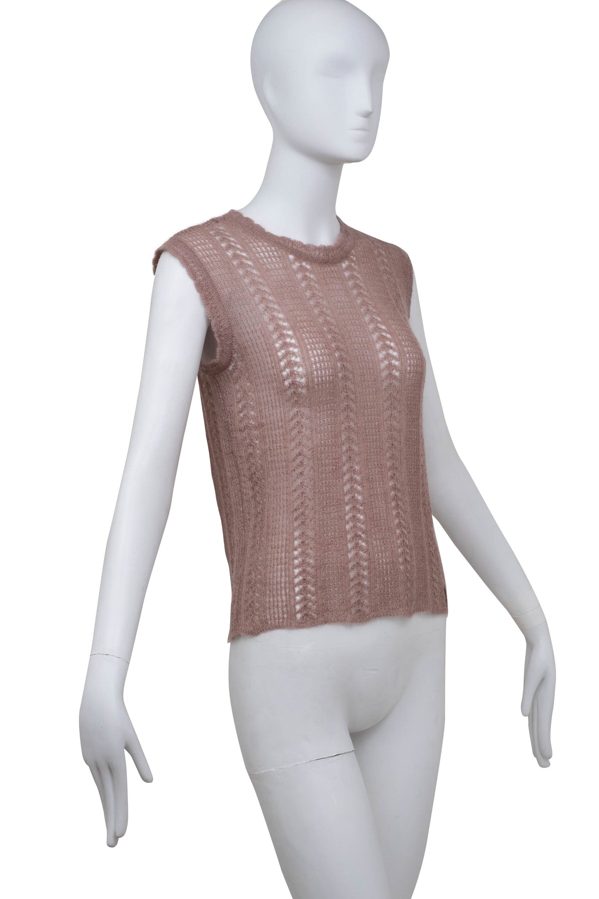 Chanel Taupe Mohair open weave knit vest 2000A