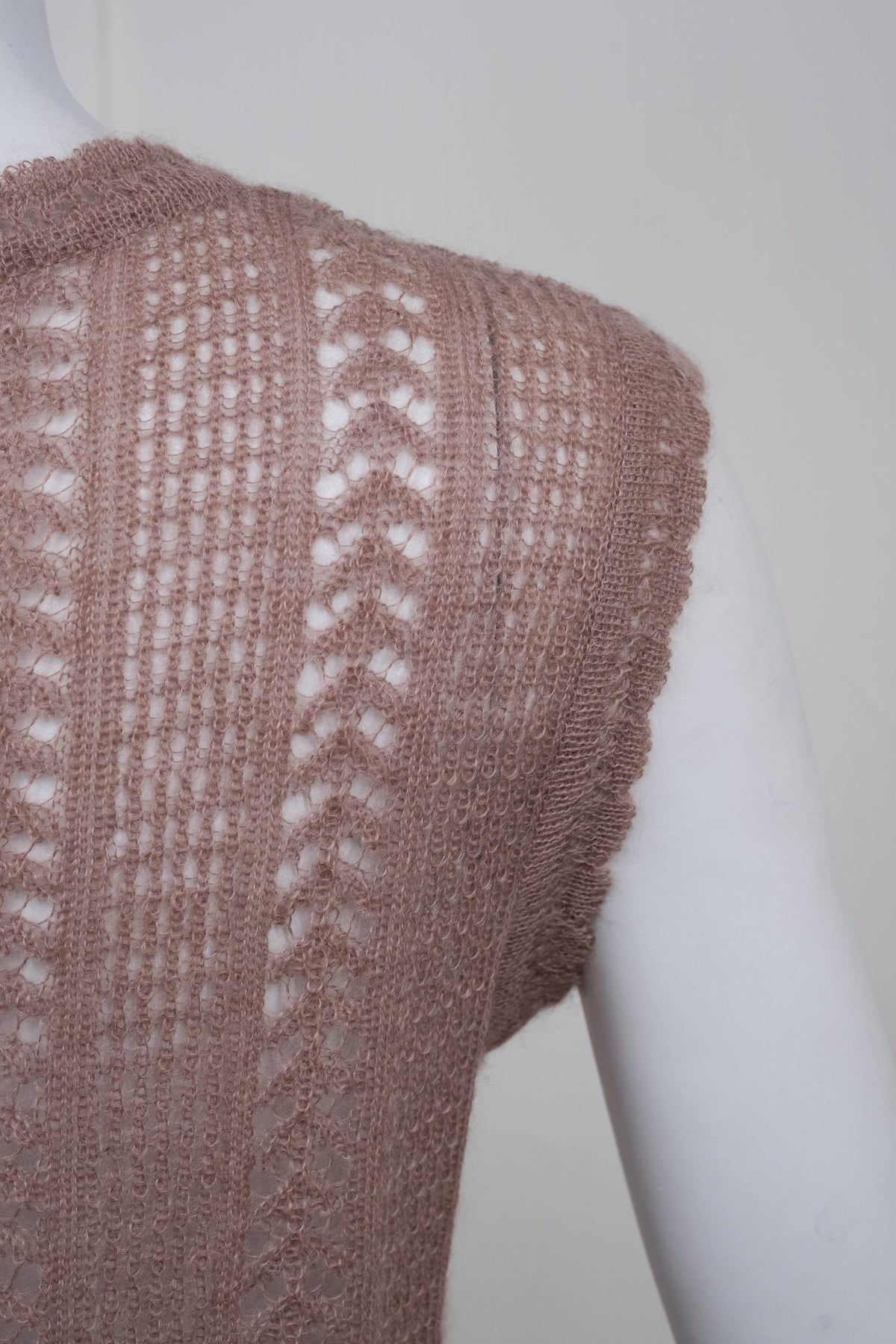 Chanel Taupe Mohair open weave knit vest 2000A