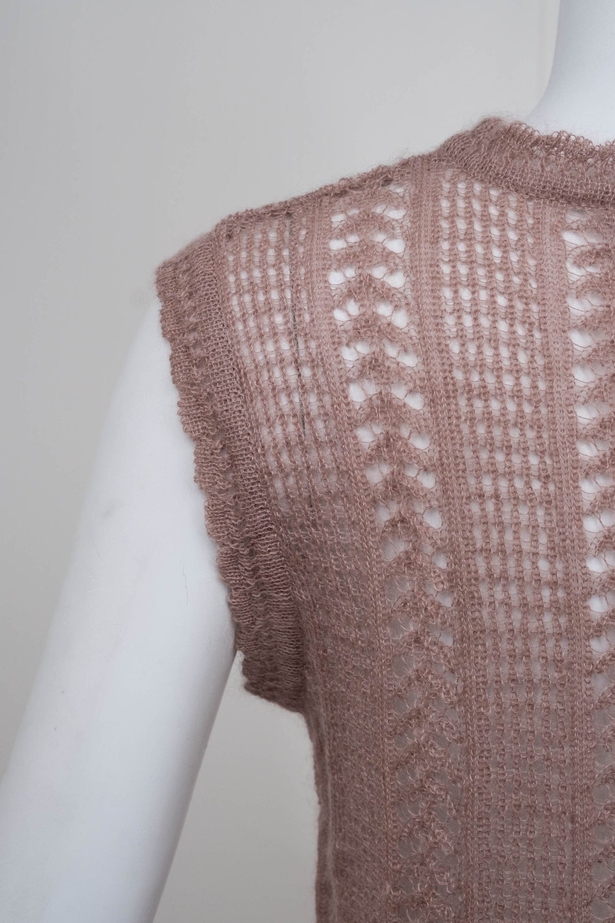 Chanel Taupe Mohair open weave knit vest 2000A