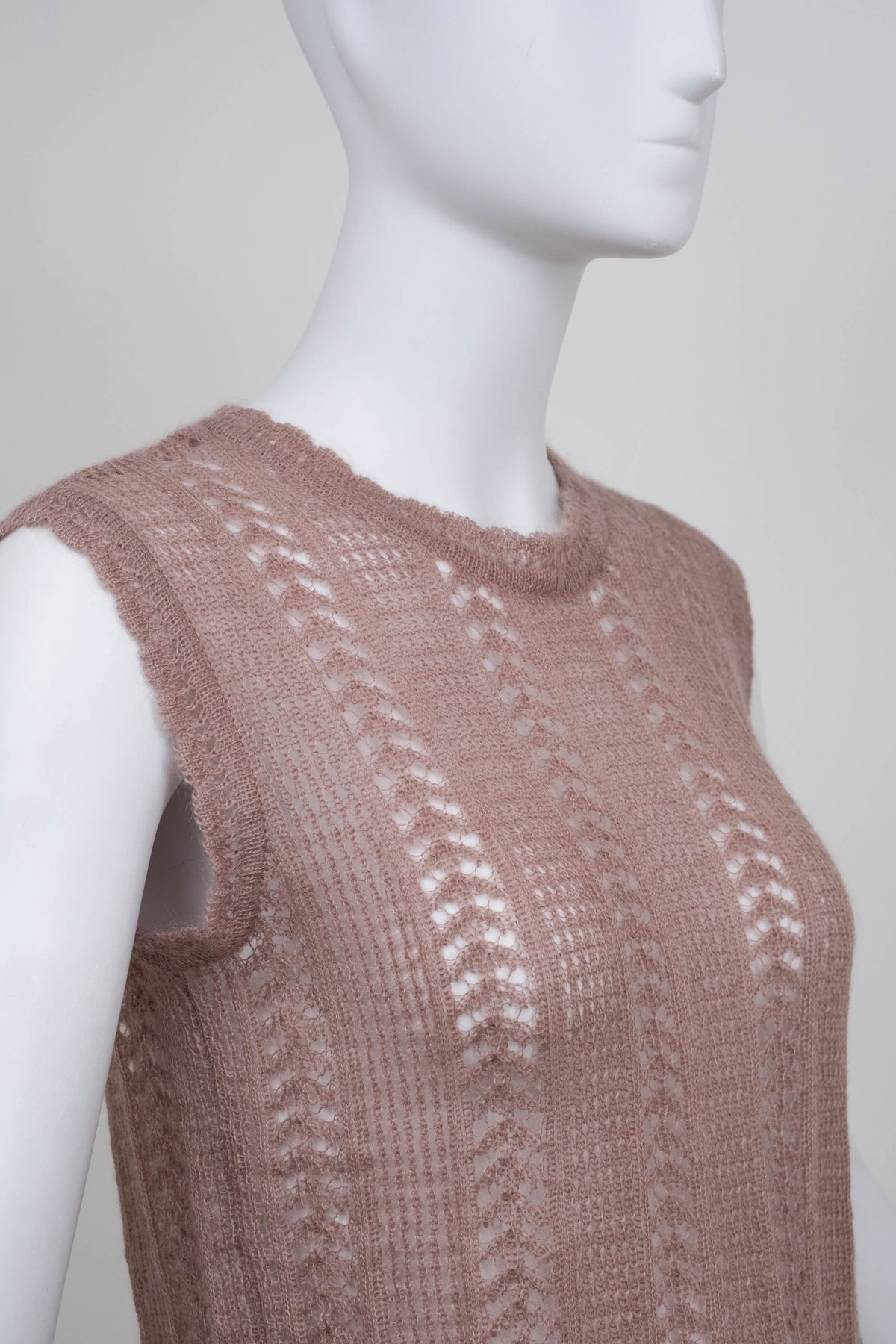 Chanel Taupe Mohair open weave knit vest 2000A