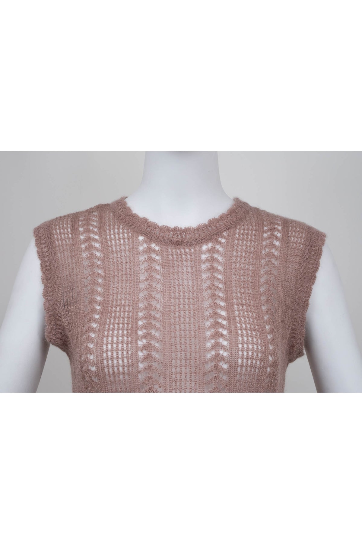 Chanel Taupe Mohair open weave knit vest 2000A