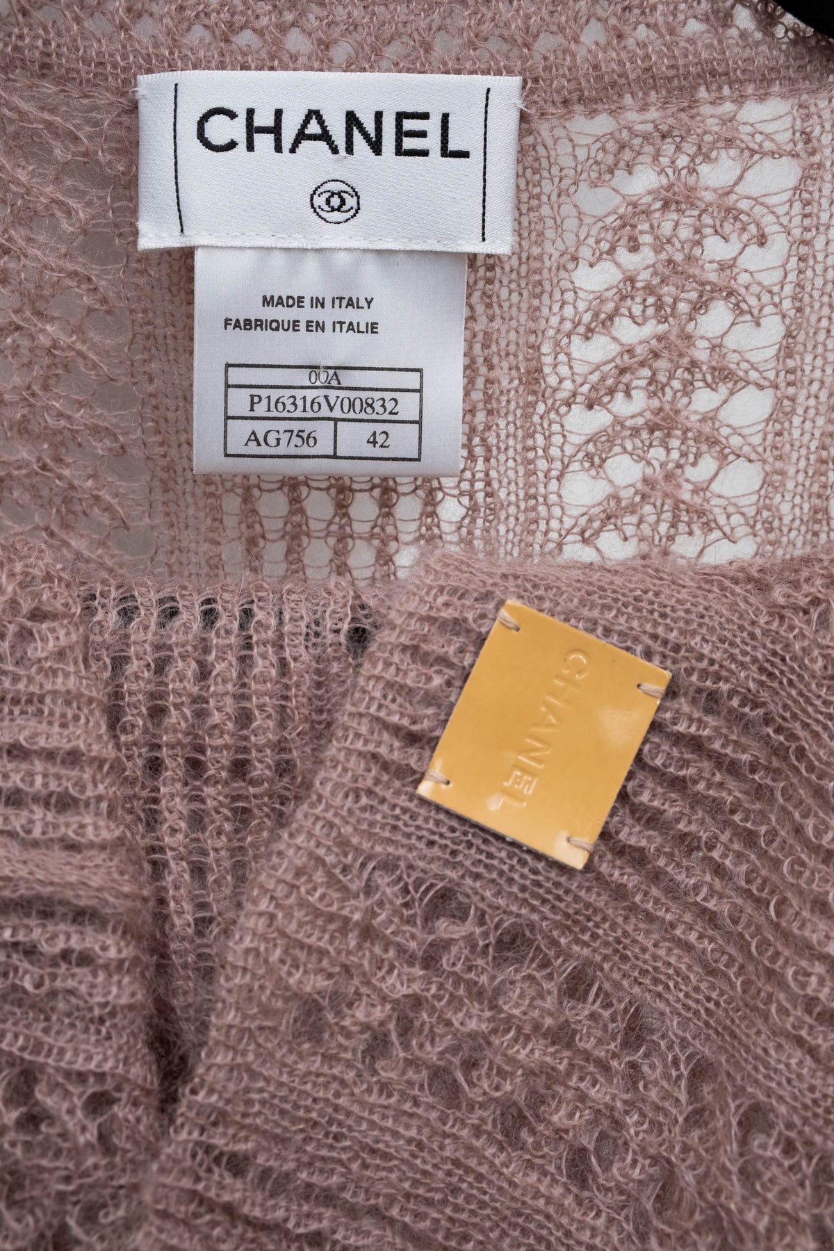 Chanel Taupe Mohair open weave knit vest 2000A
