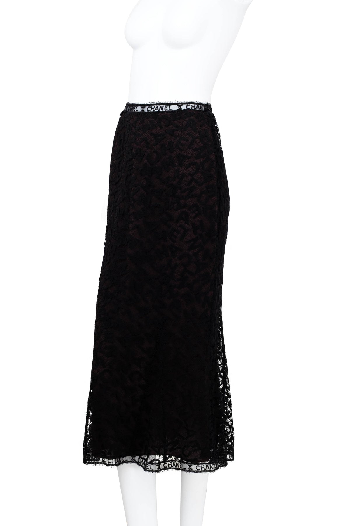 Chanel Black Lace Wiggle Skirt Size 36