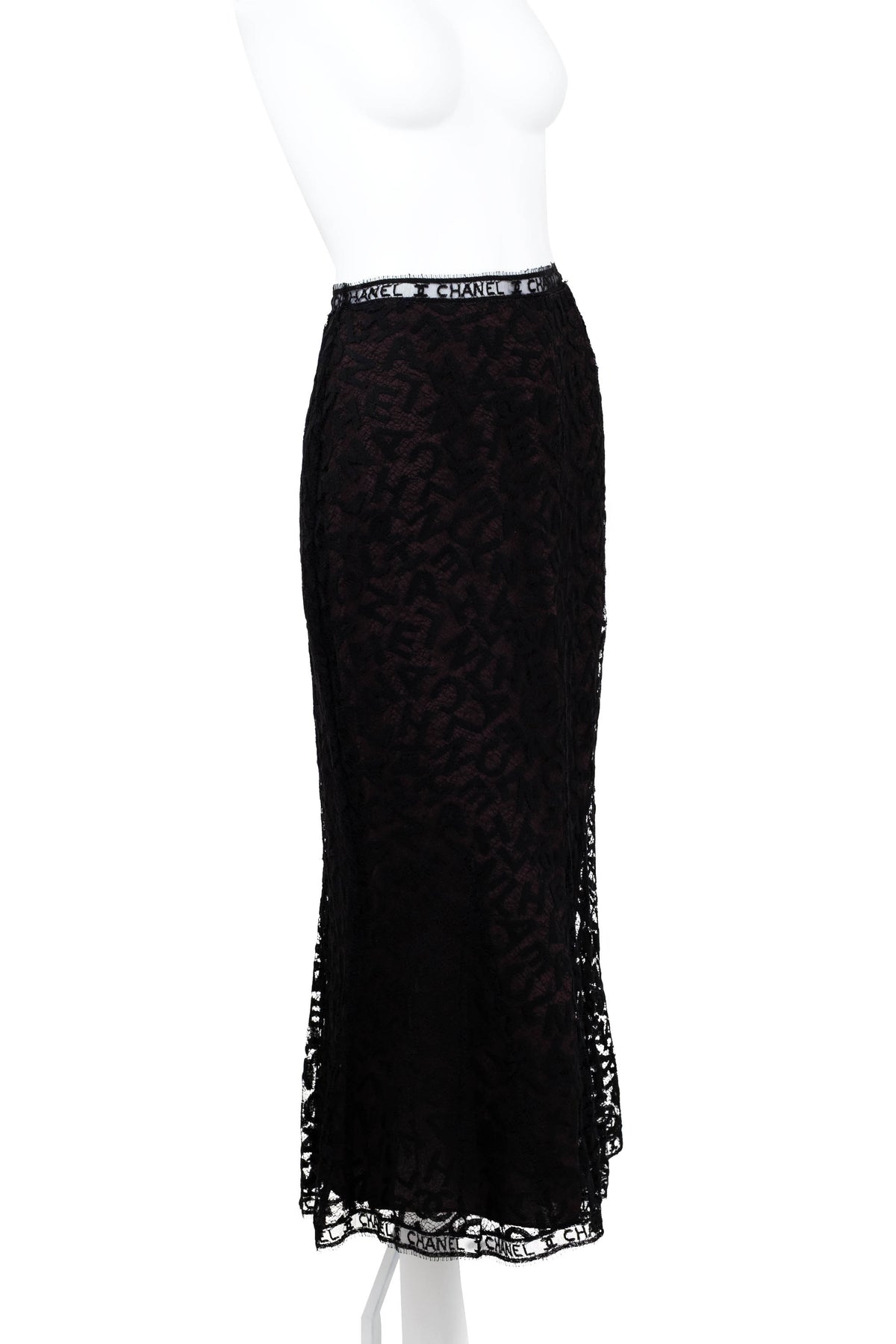 Chanel Black Lace Wiggle Skirt Size 36