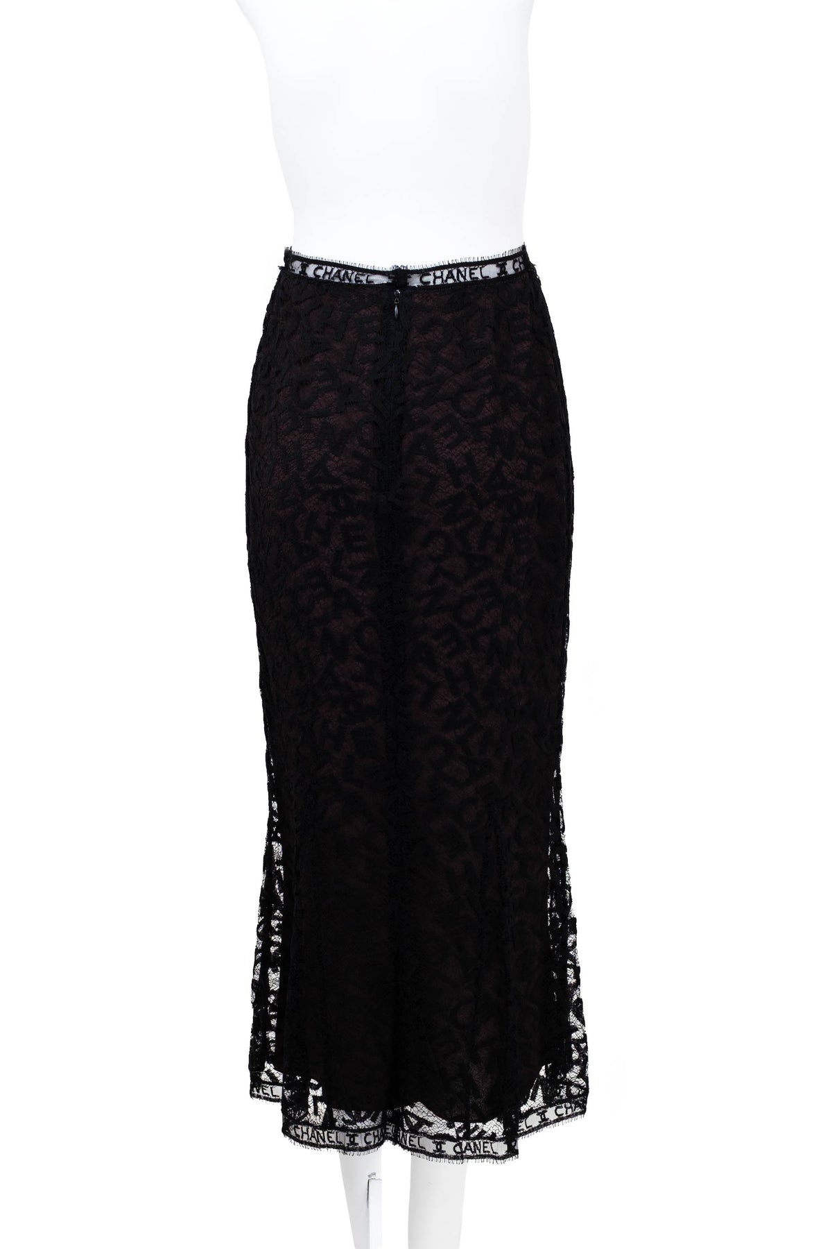 Chanel Black Lace Wiggle Skirt Size 36