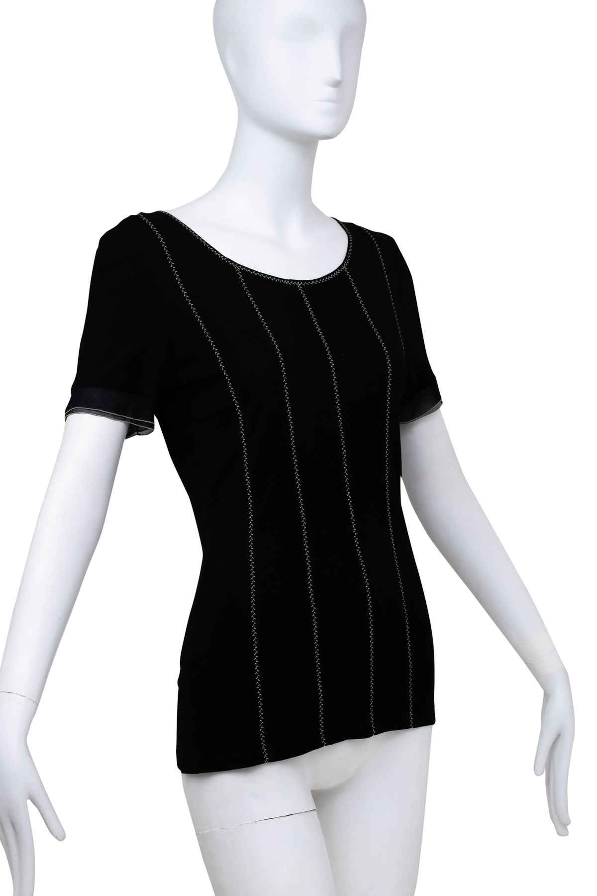 Chanel Black with white stitch detail shirt and bottoms set Size 38 2002P