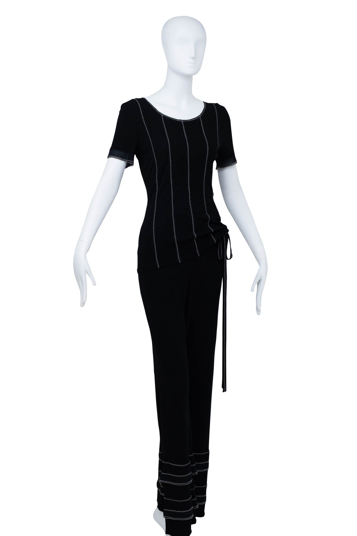 Chanel Black with white stitch detail shirt and bottoms set Size 38 2002P