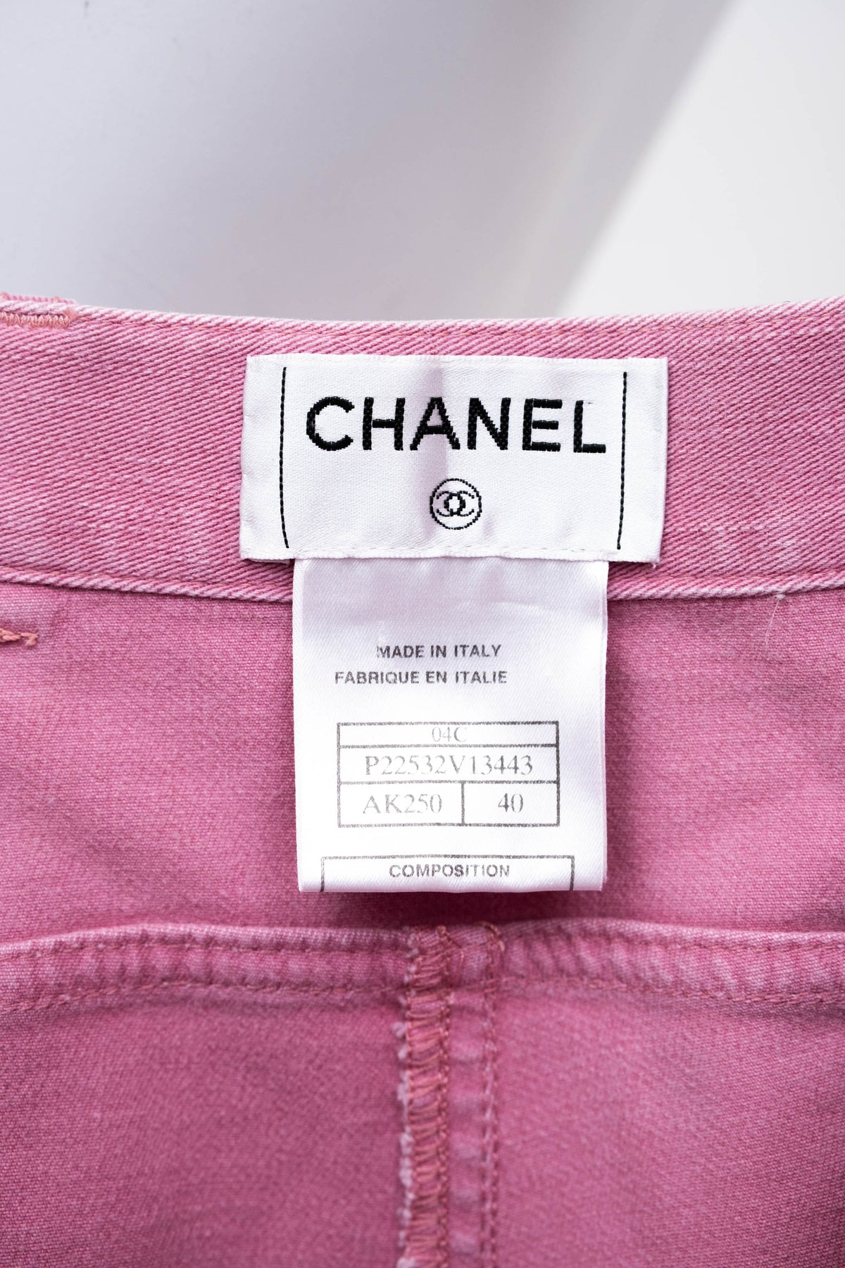 Chanel pink denim Quilted Pocket Flare Jeans 2004C