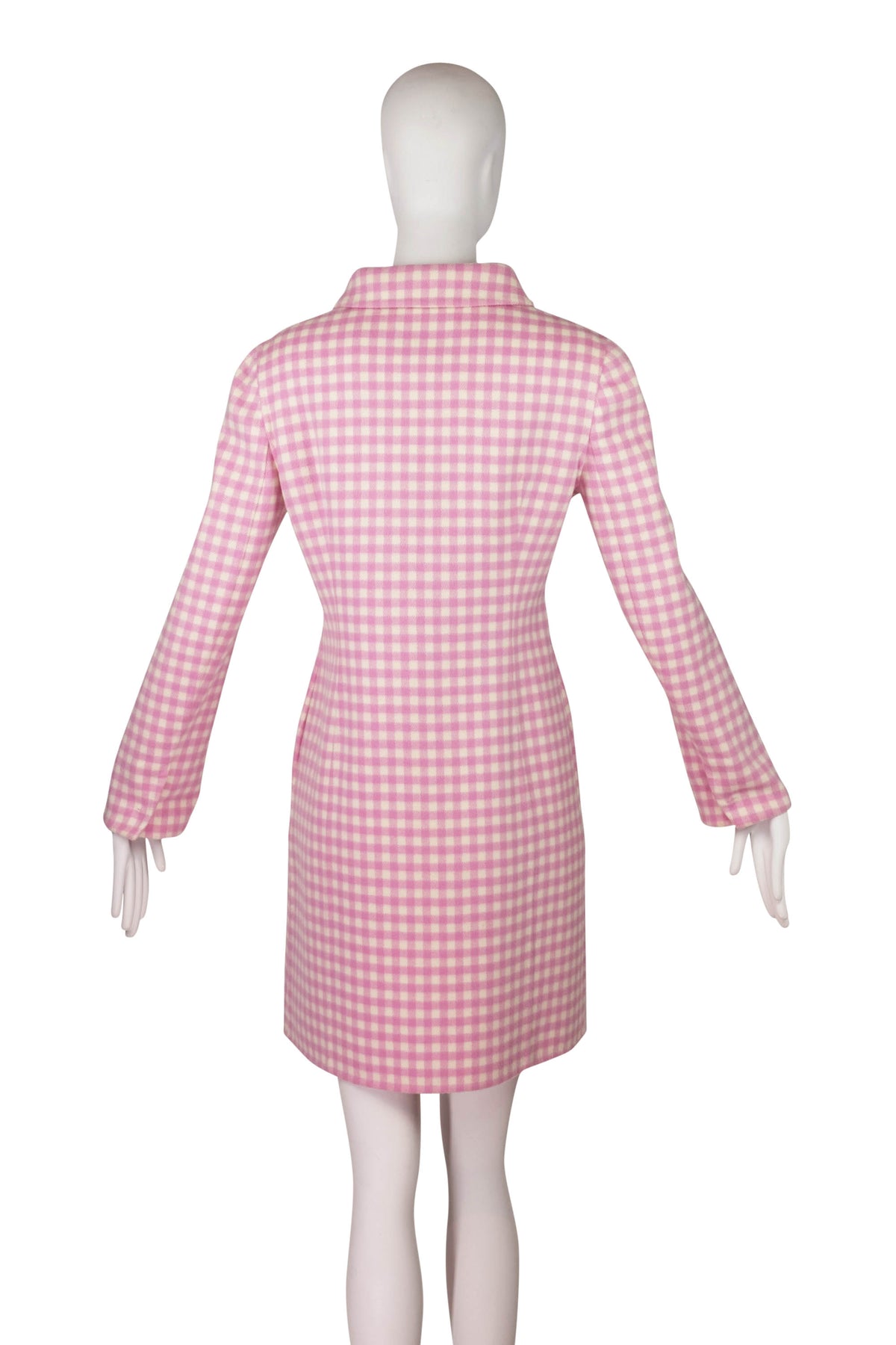Prada Pink and White Gingham Wool Coat