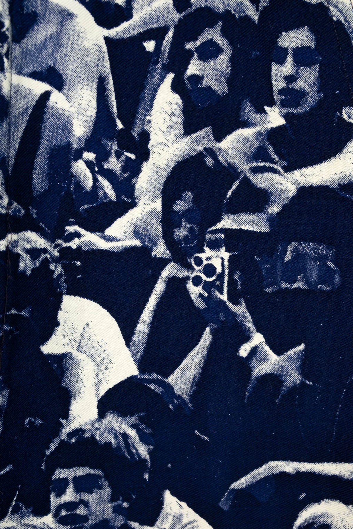 Baron Wolman Woodstock Crowd Photo Print Blue White Ring Zipper Cape 1960s