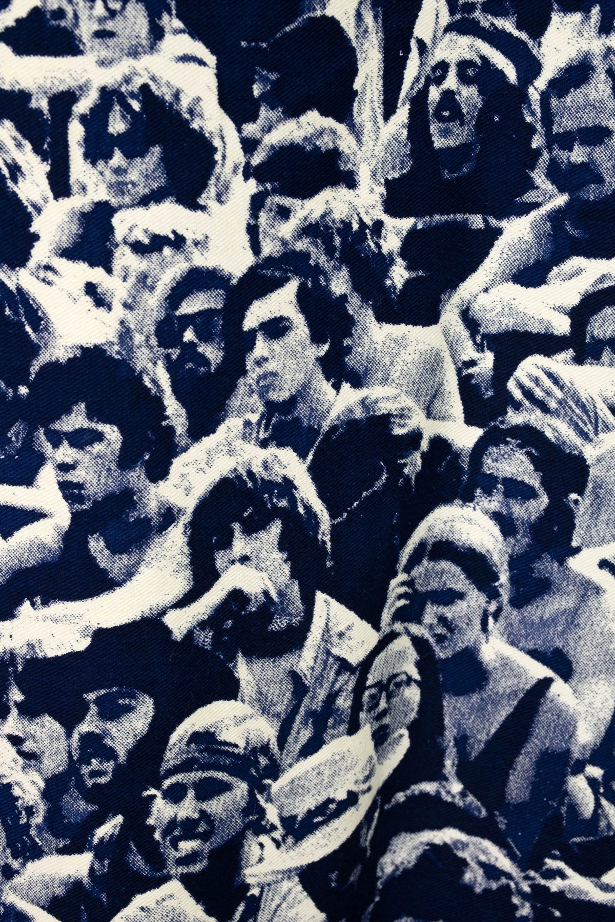 Baron Wolman Woodstock Crowd Photo Print Blue White Ring Zipper Cape 1960s