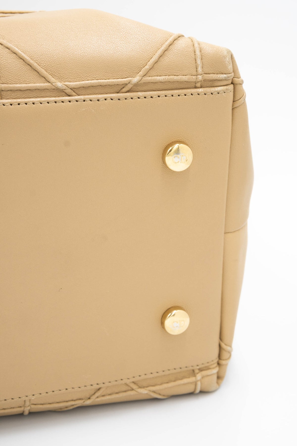 Christian Dior Tan Embossed Cannage Stitch Lady Dior Shoulder Purse