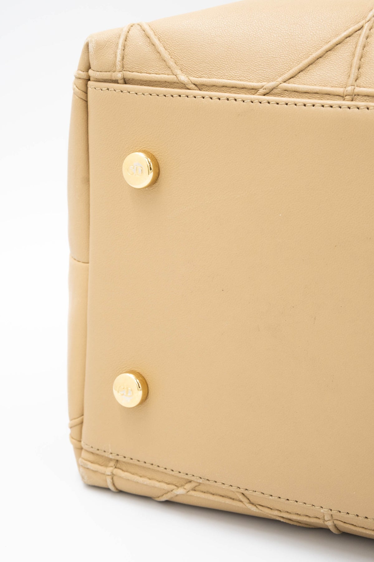 Christian Dior Tan Embossed Cannage Stitch Lady Dior Shoulder Purse