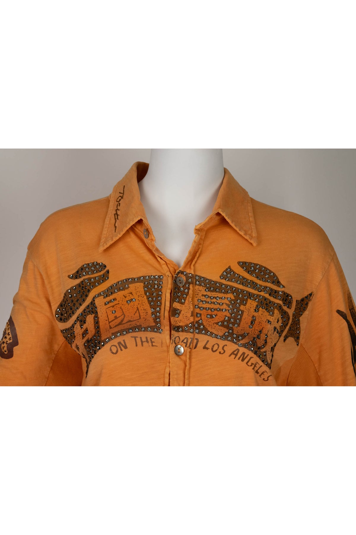 The Great China Wall Tangerine Crystal Motor City Long Sleeve Top Size Small