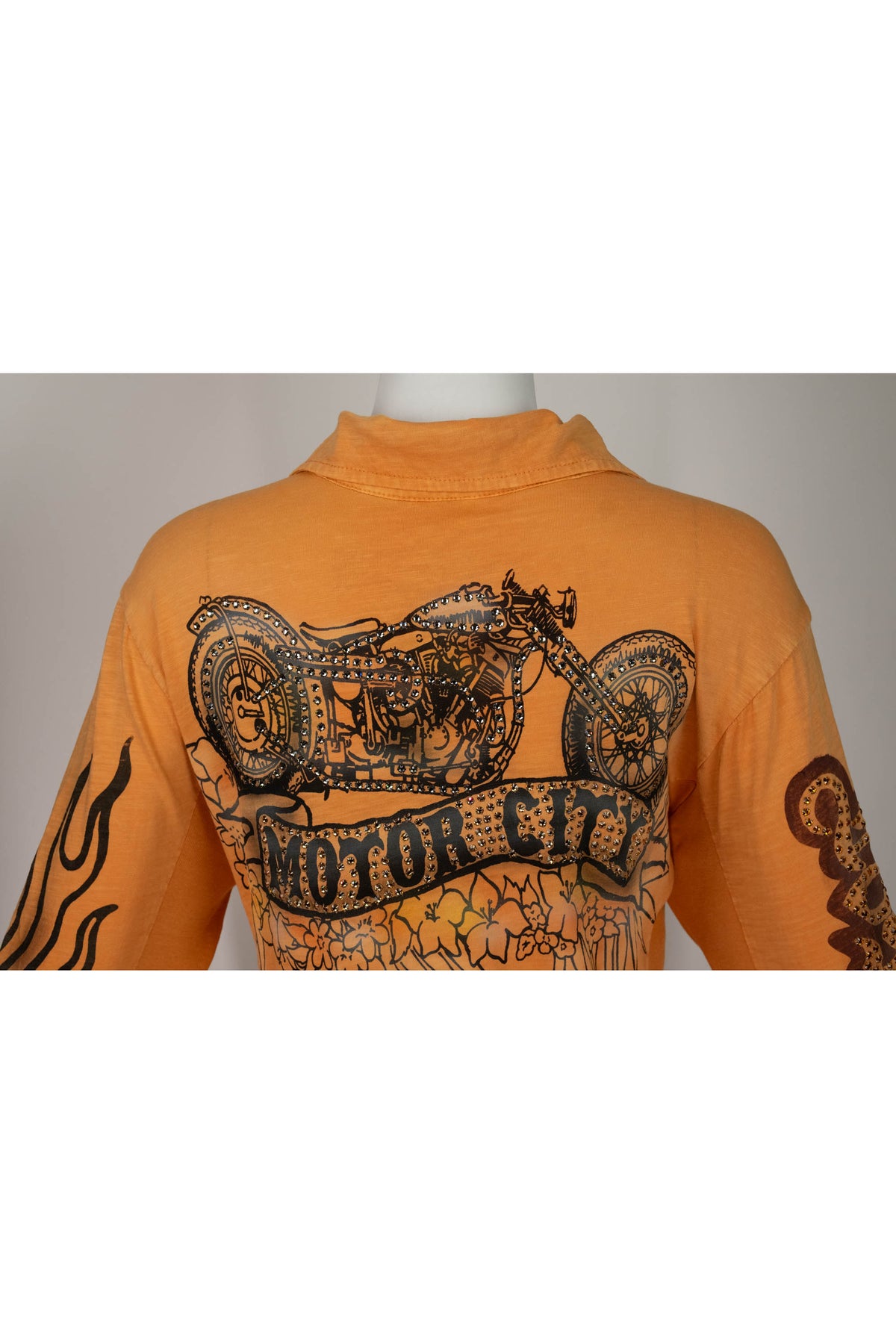 The Great China Wall Tangerine Crystal Motor City Long Sleeve Top Size Small