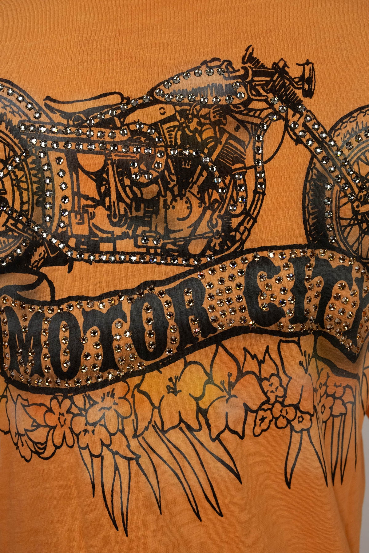 The Great China Wall Tangerine Crystal Motor City Long Sleeve Top Size Small