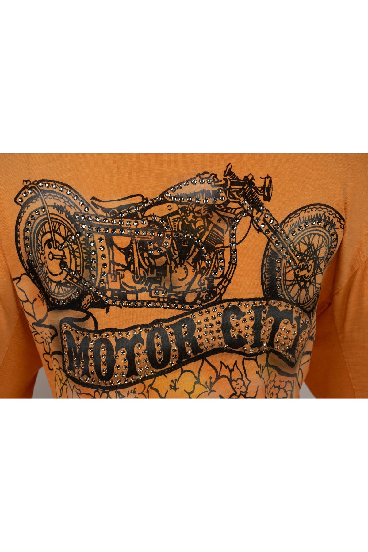The Great China Wall Tangerine Crystal Motor City Long Sleeve Top Size Small