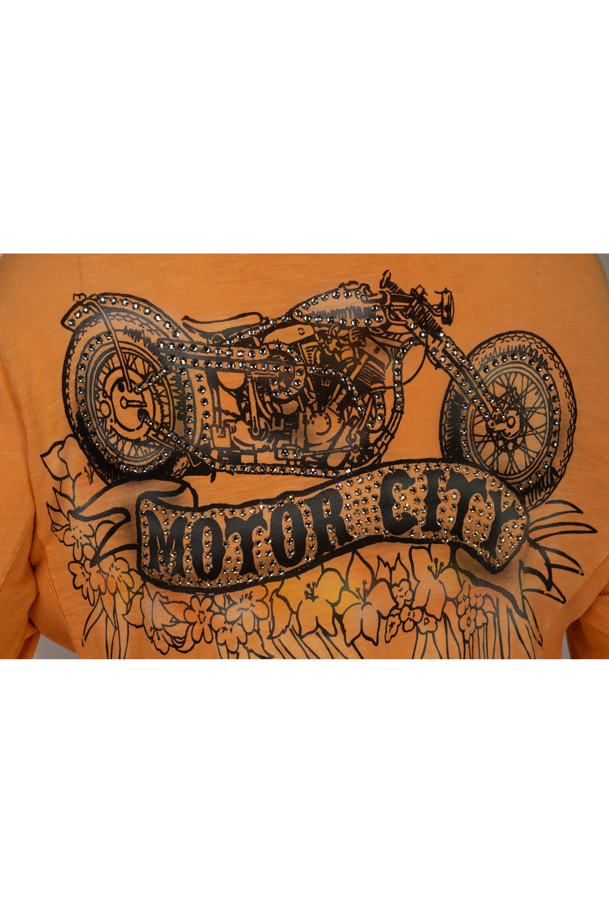The Great China Wall Tangerine Crystal Motor City Long Sleeve Top Size Small