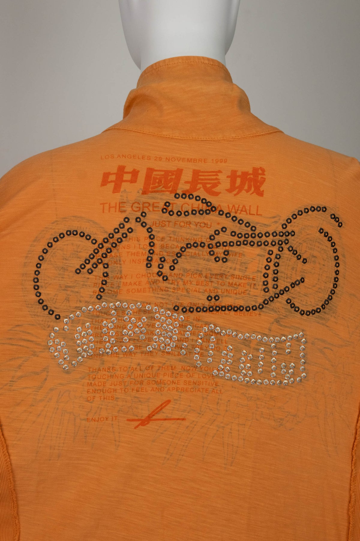 The Great China Wall Tangerine Crystal Motor City Long Sleeve Top Size Small