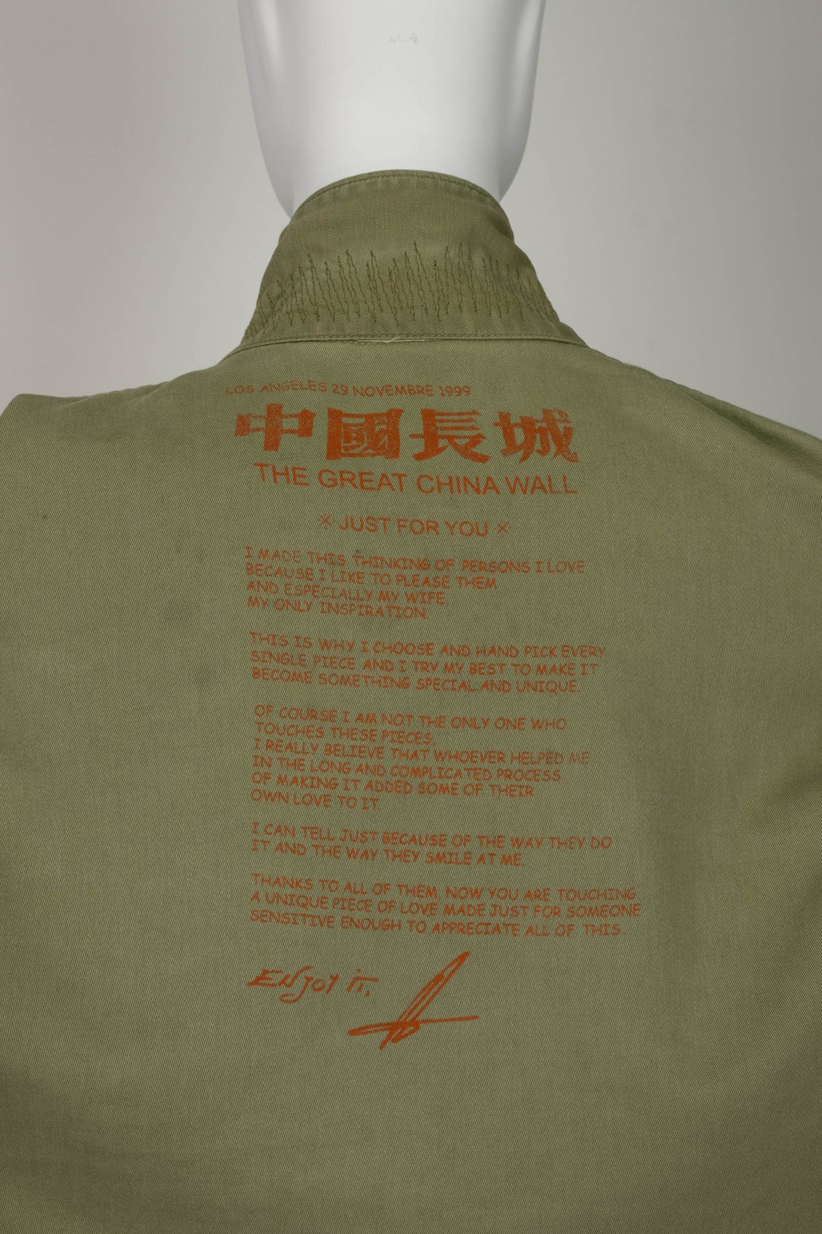 The Great China Wall Green Peace Embroidered Long Sleeve Top Size S/M
