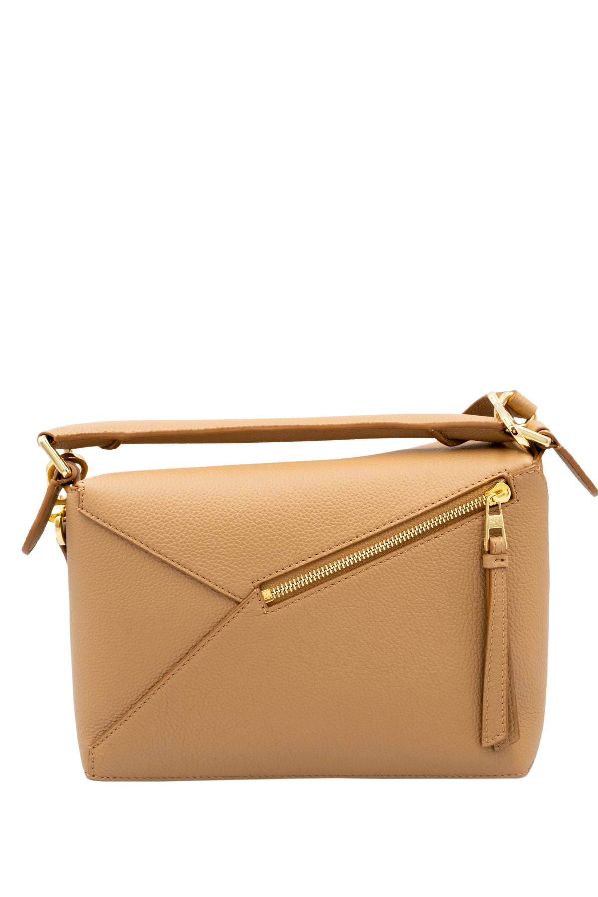 Loewe Taupe Pebble Leather Puzzle Bag Dual Handle Purse