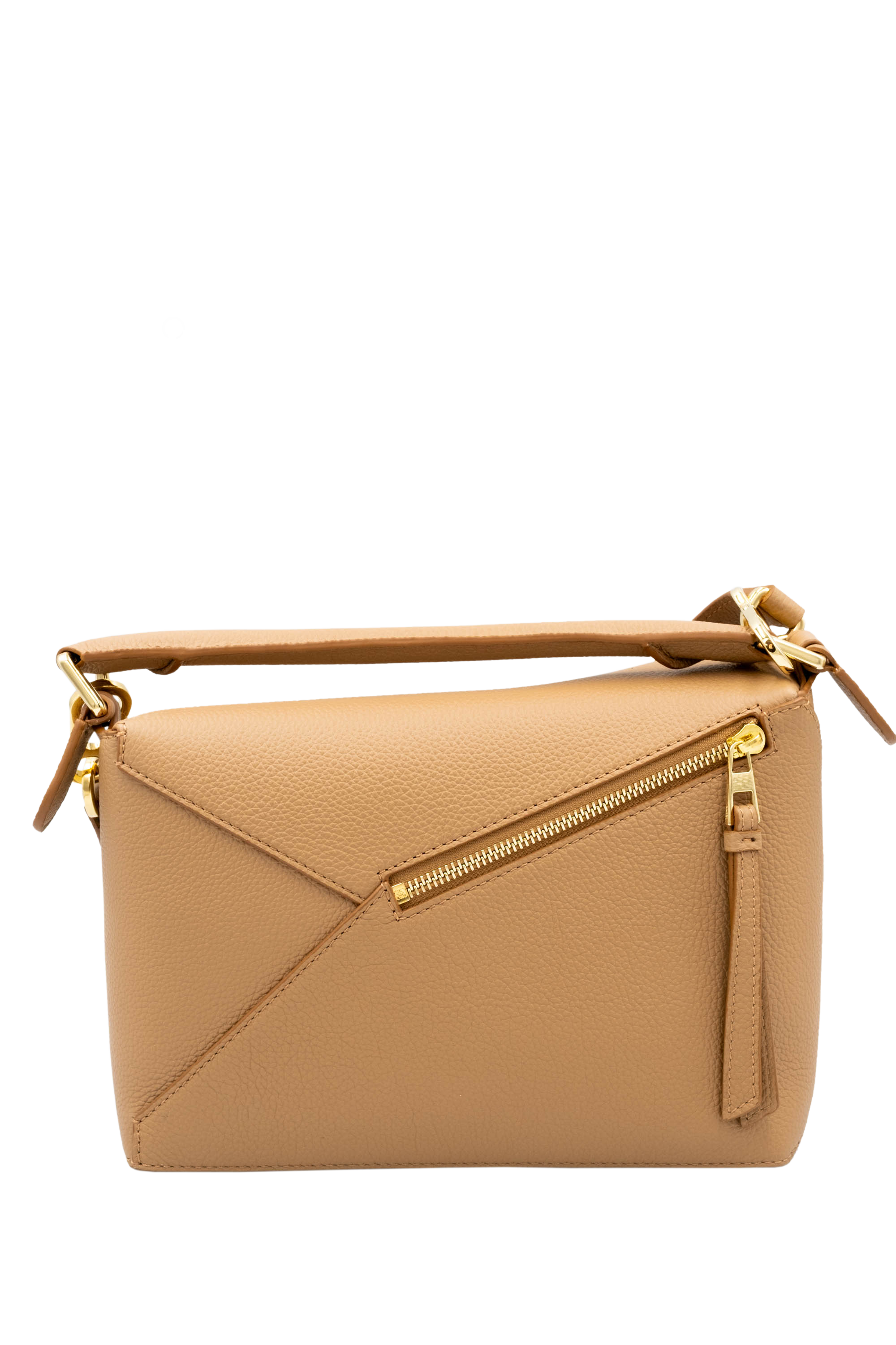 Loewe Taupe Pebble Leather Puzzle Bag Dual Handle Purse - Foxy Loewe Taupe Pebble Leather Puzzle Bag Dual Handle Purse - Foxy