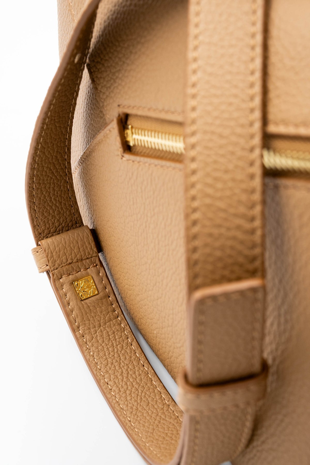 Loewe Taupe Pebble Leather Puzzle Bag Dual Handle Purse