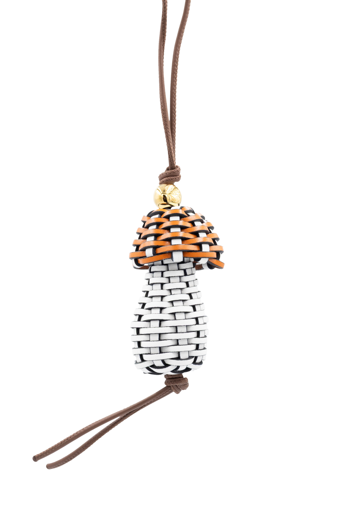 Loewe x Suna Fujita Brown and Red Woven Leather Mushroom Purse Charm