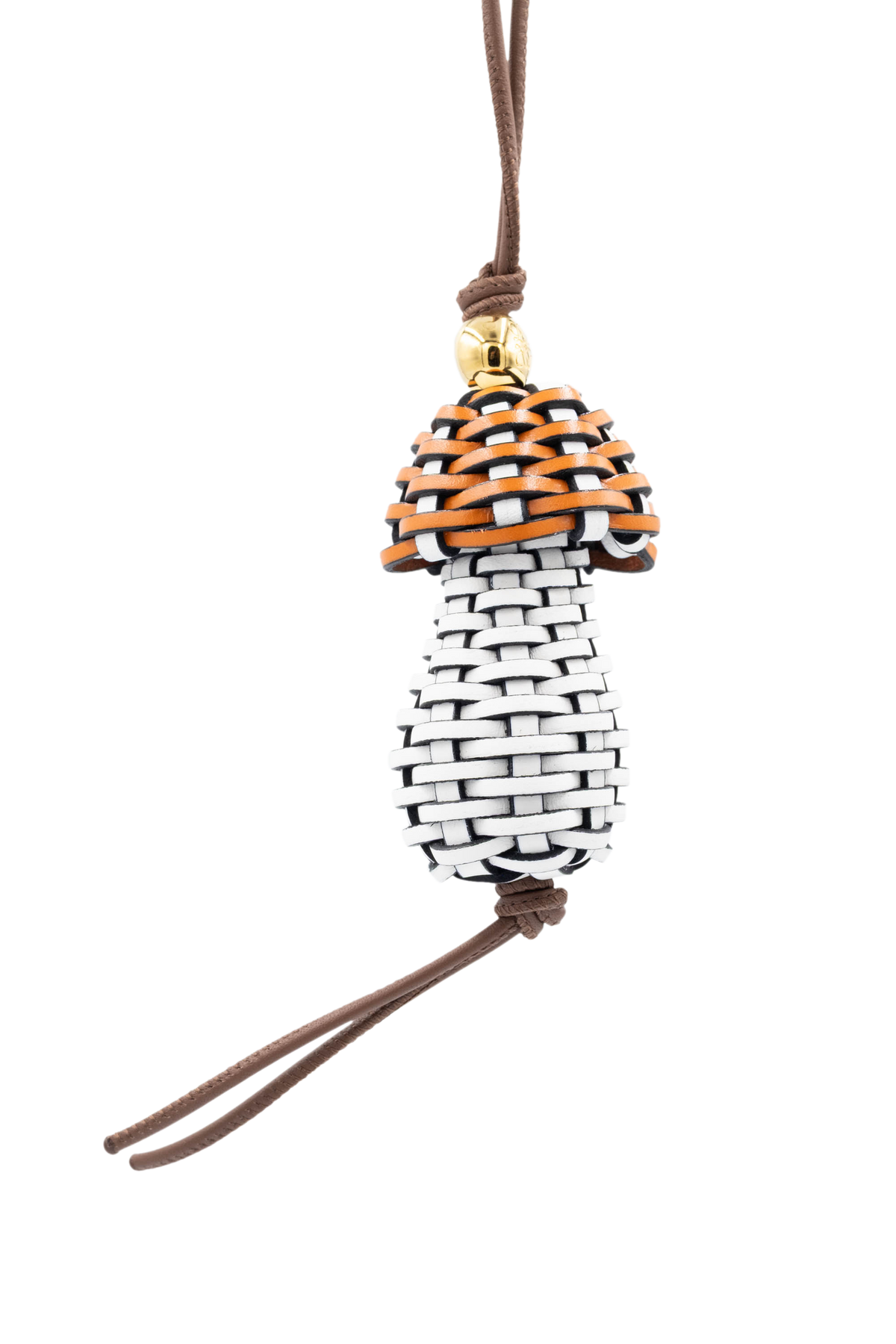 Loewe x Suna Fujita Brown and Red Woven Leather Mushroom Purse Charm