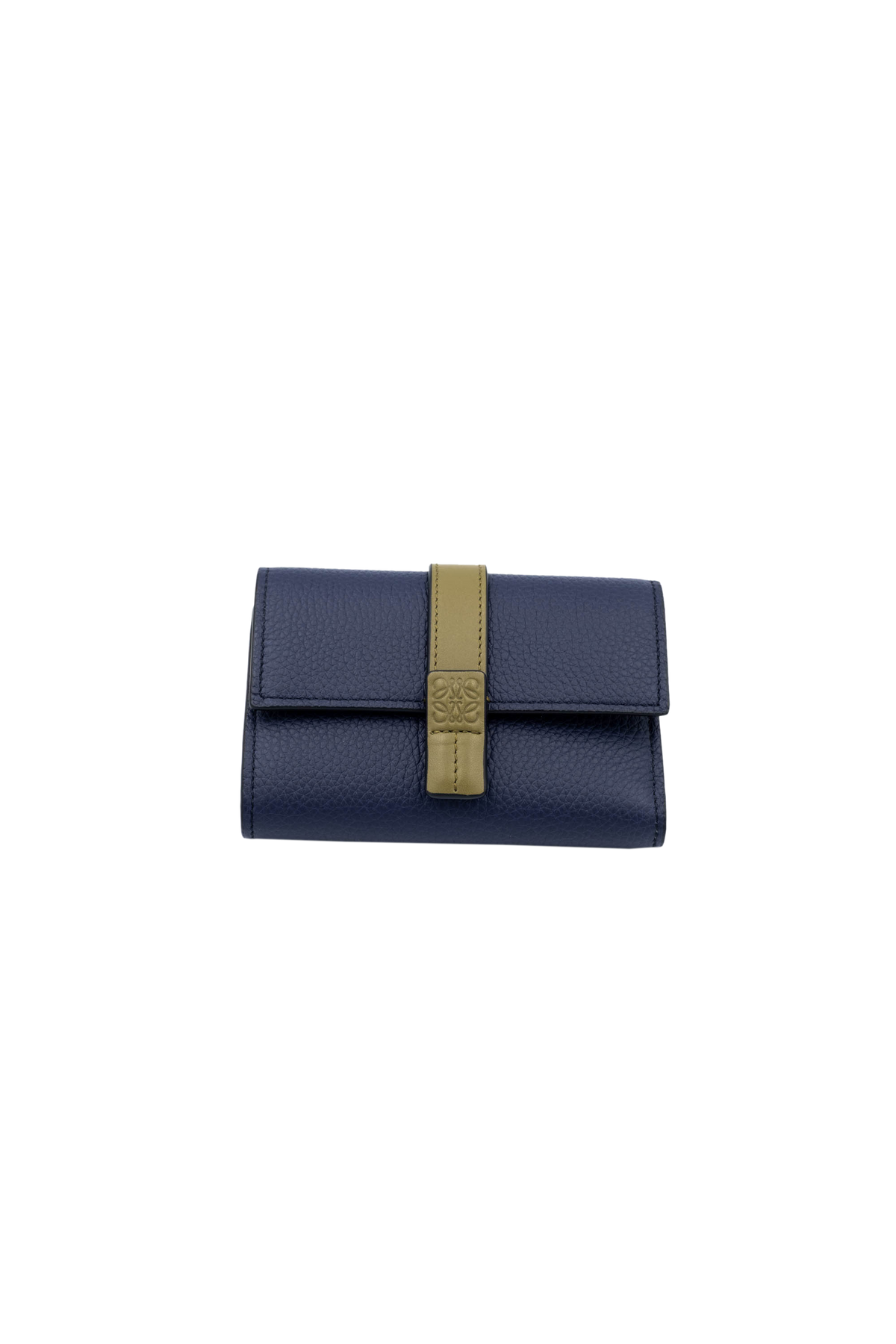 Loewe Taupe and Olive Bi-Color Compact Wallet